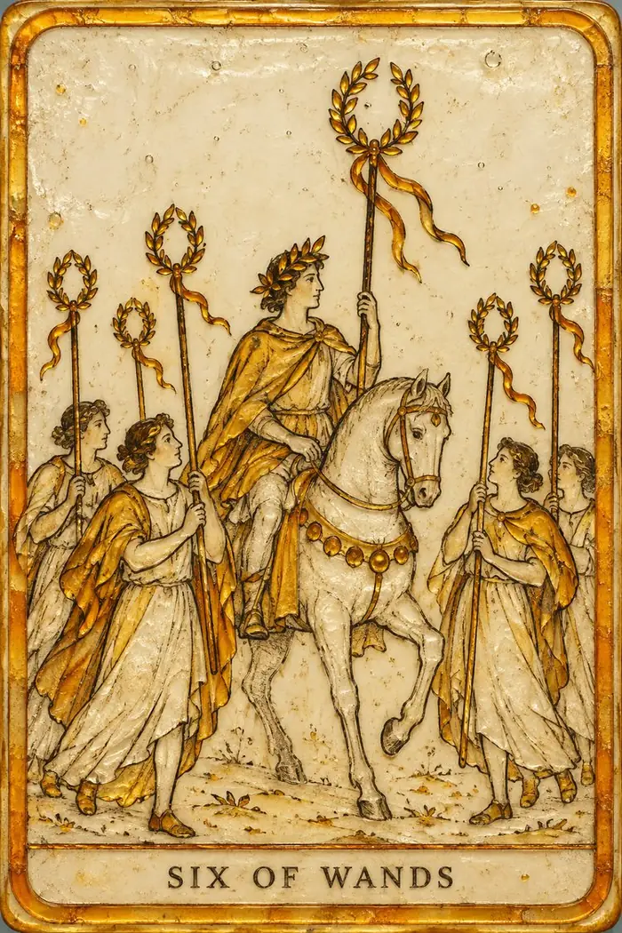 Six of Wands — Amber Glass-Inspired Edition