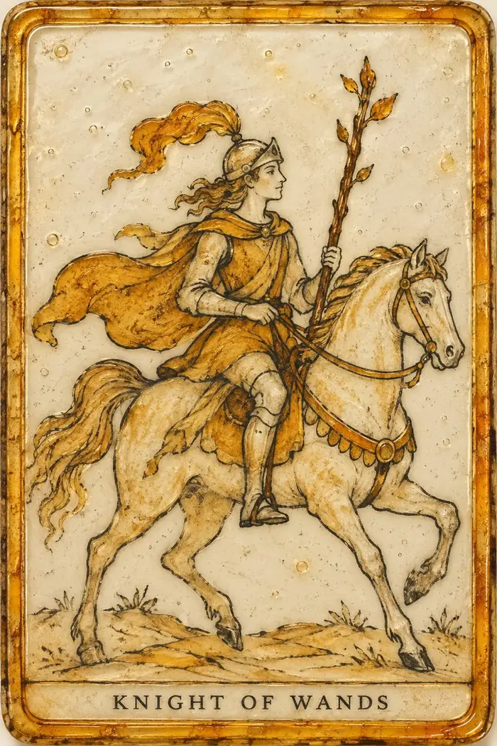 Knight of Wands — Amber Glass-Inspired Edition
