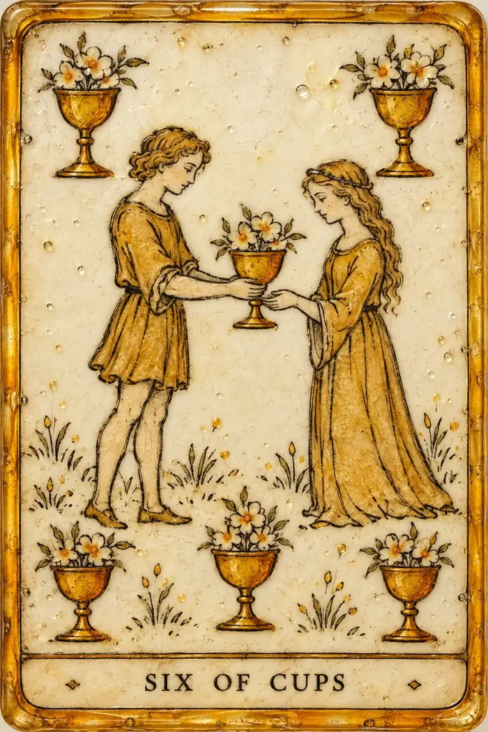 Six of Cups — Amber Glass-Inspired Edition