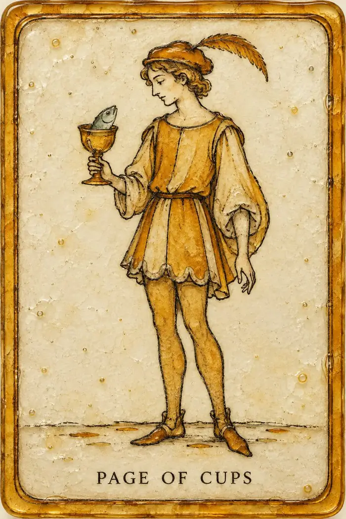 Page of Cups — Amber Glass-Inspired Edition