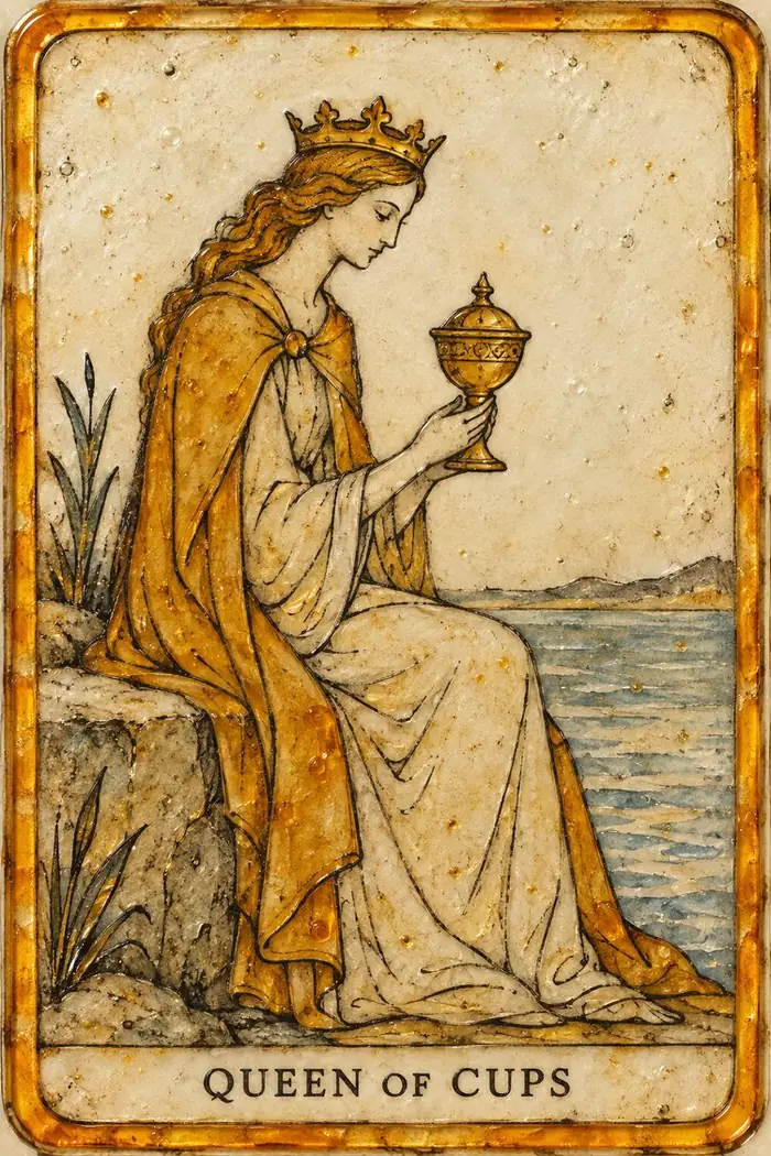 Queen of Cups — Amber Glass-Inspired Edition