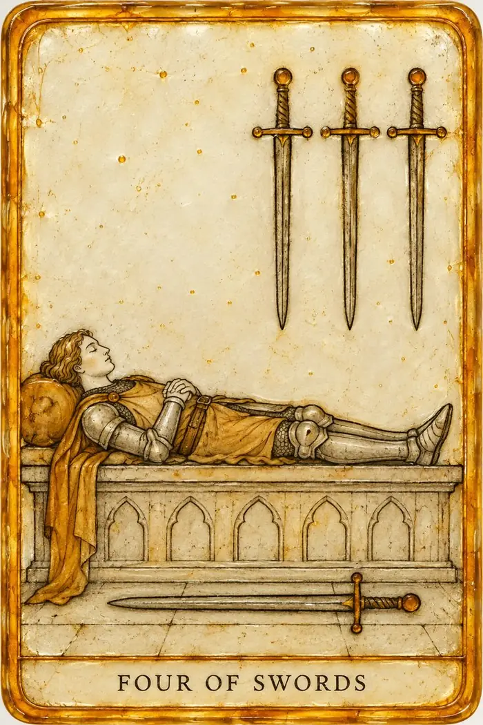 Four of Swords — Amber Glass-Inspired Edition