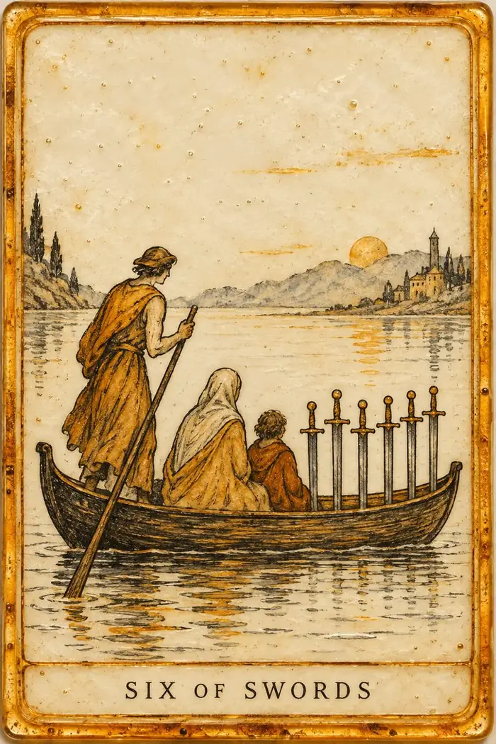 Six of Swords — Amber Glass-Inspired Edition