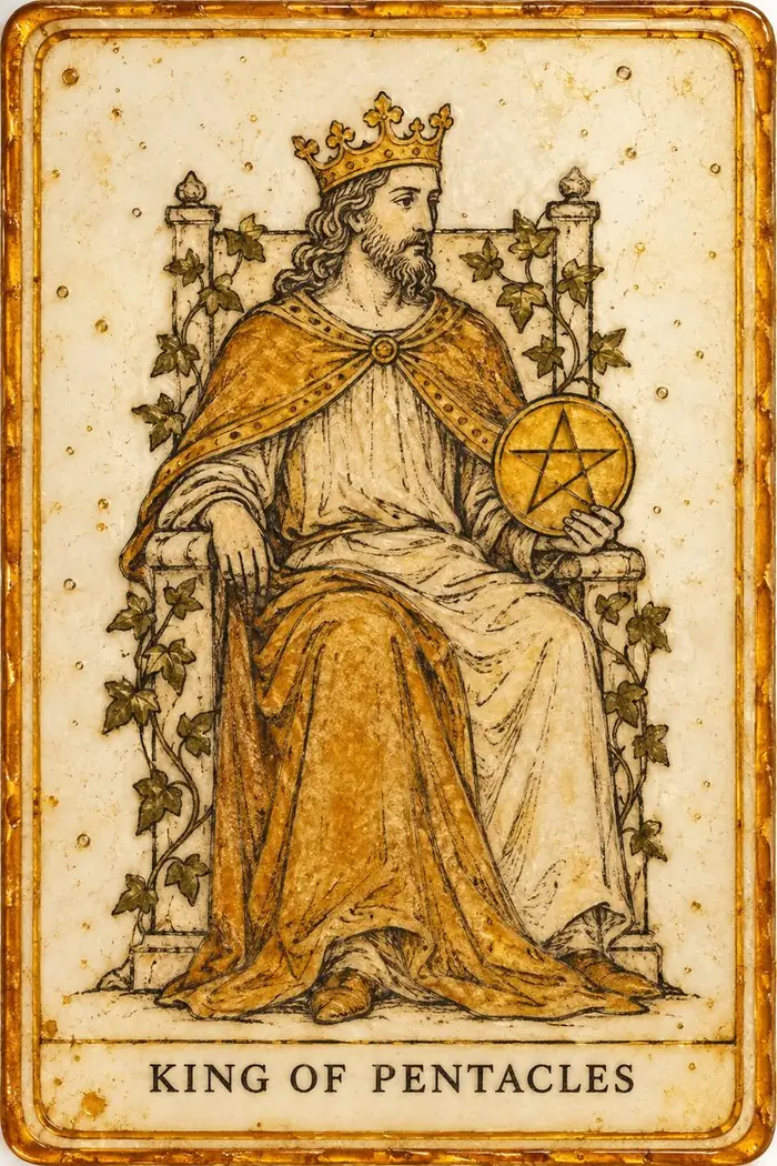 King of Pentacles — Amber Glass-Inspired Edition
