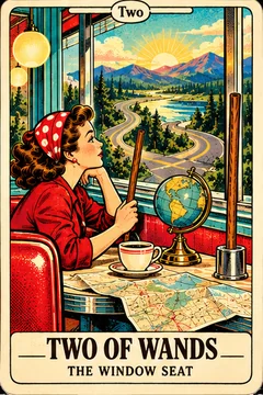 Two of Wands — Coffee Tarot