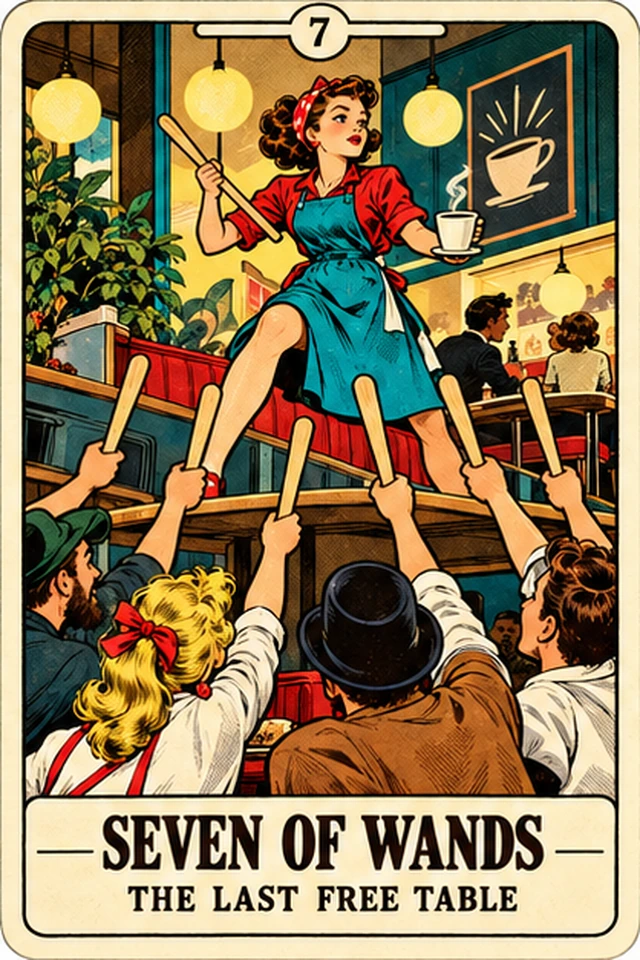 Seven of Wands — The Last Free Table