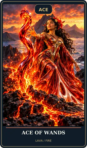 Ace of Wands — Hawaiian Goddess Cosmic Tarot