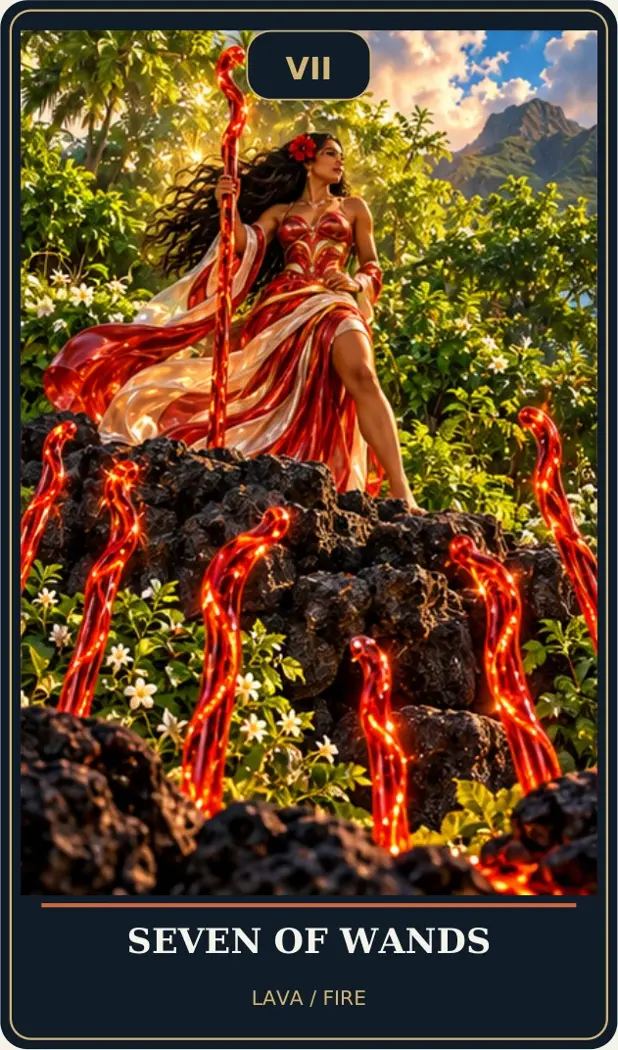 Seven of Wands — Lava / Fire