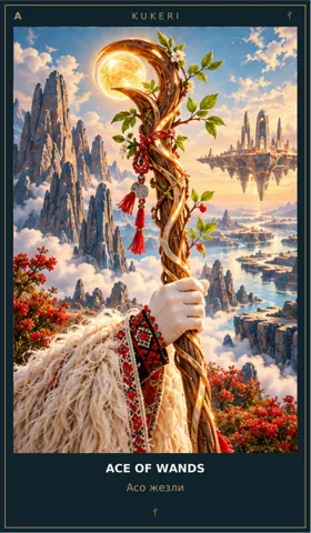 Ace of Wands — Kukeri Cosmic Guardians