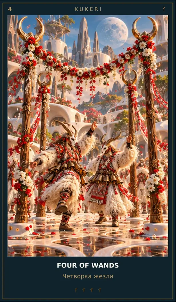 Four of Wands — Cosmic Guardians