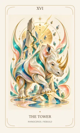 The Tower — Power Animal Divine Tarot