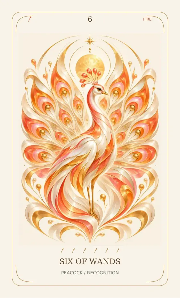 Six of Wands — Peacock / Recognition