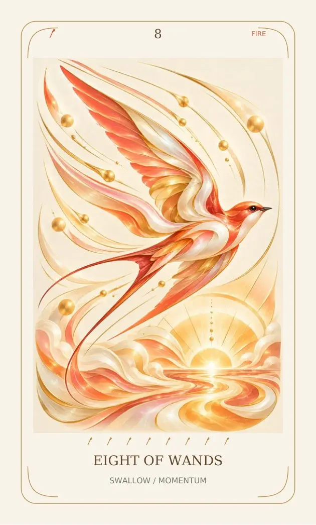 Eight of Wands — Swallow / Momentum