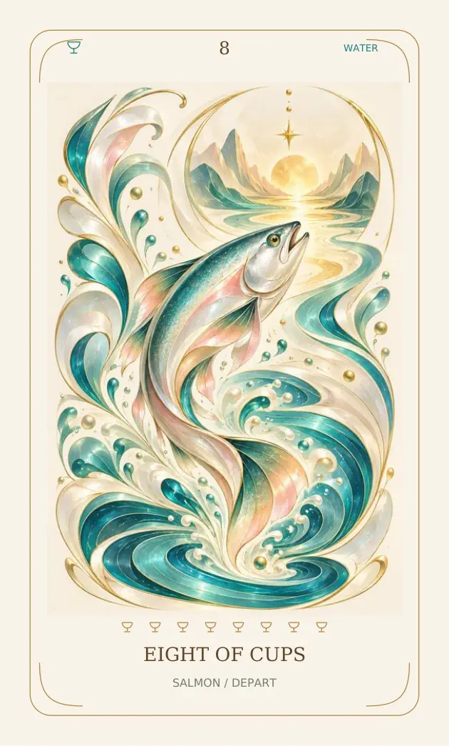 Eight of Cups — Salmon / Depart