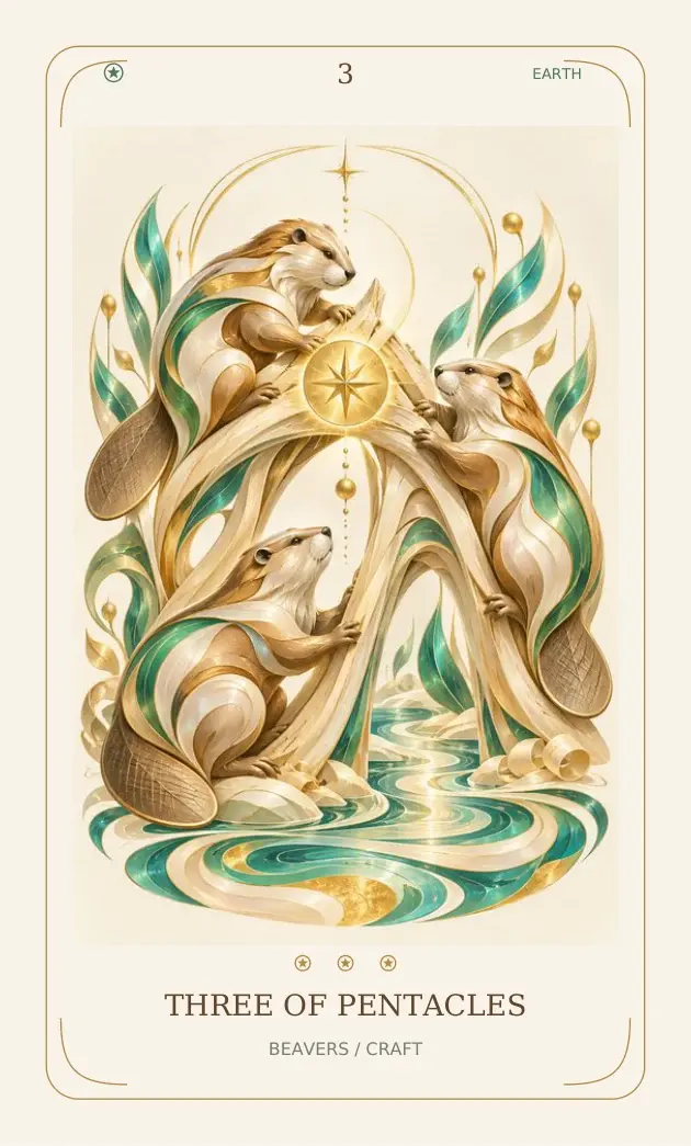 Three of Pentacles — Beavers / Craft