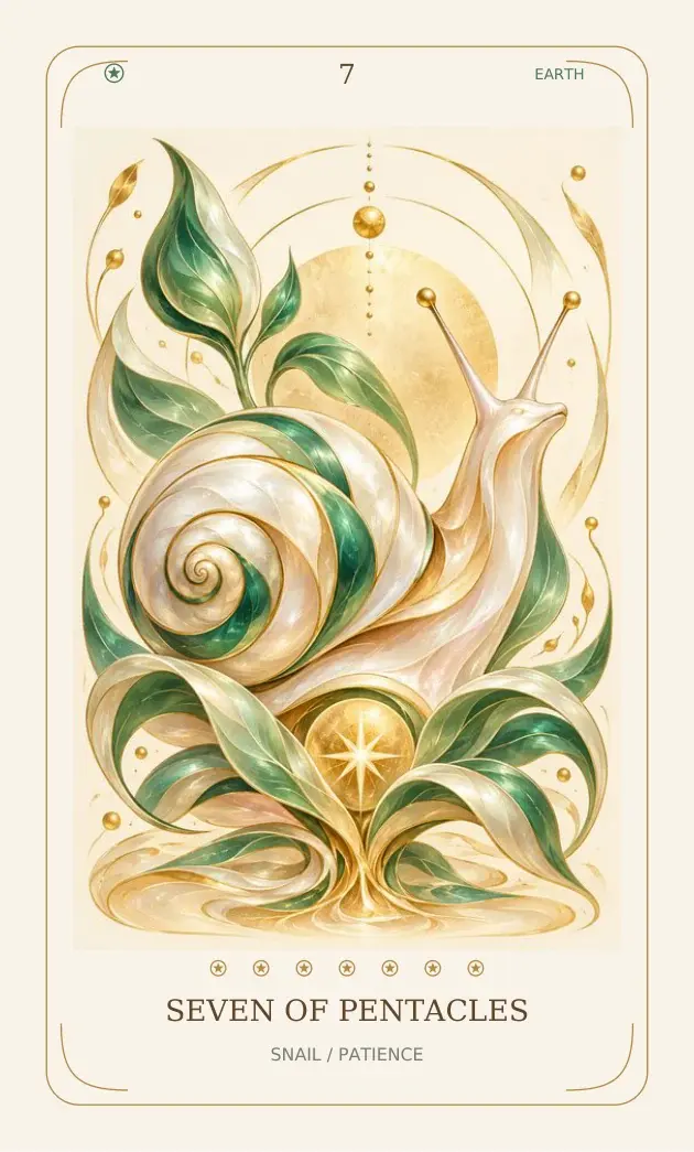Seven of Pentacles — Snail / Patience
