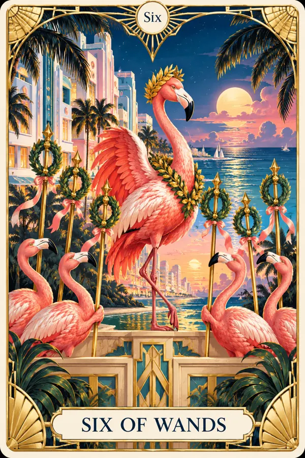Six of Wands — Miami Art Deco Edition