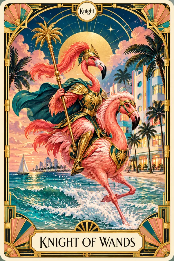 Knight of Wands — Miami Art Deco Edition