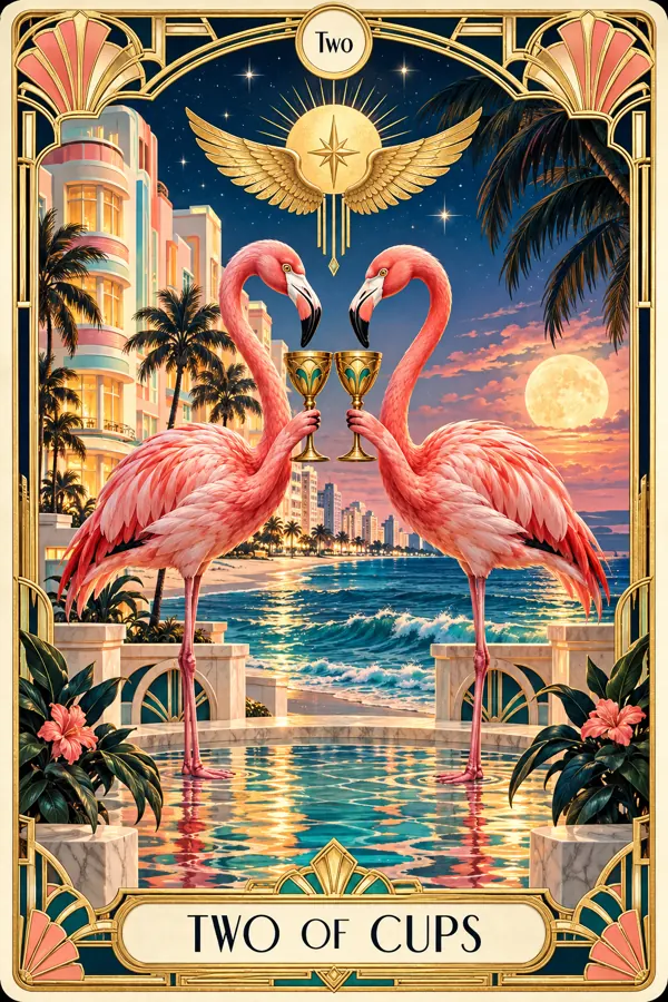 Two of Cups — Miami Art Deco Edition