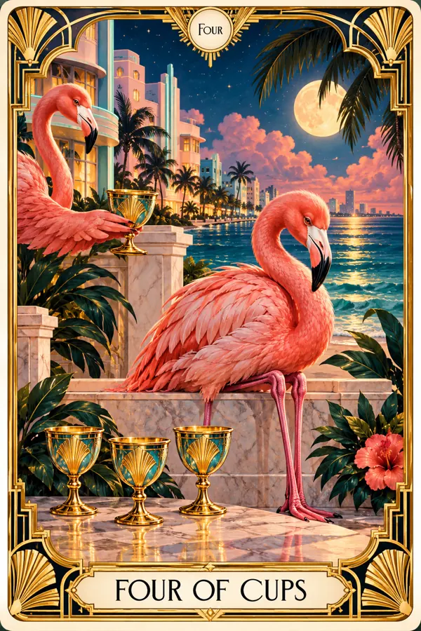 Four of Cups — Miami Art Deco Edition