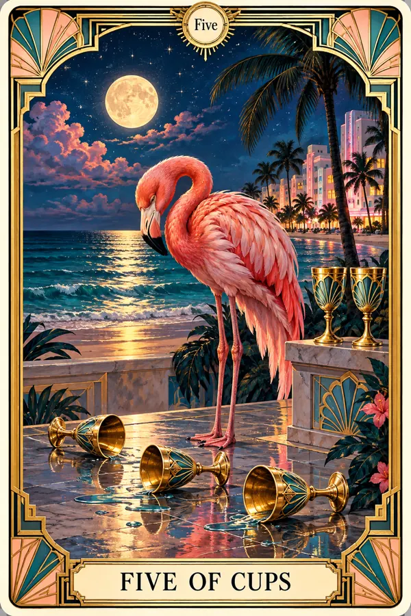 Five of Cups — Miami Art Deco Edition