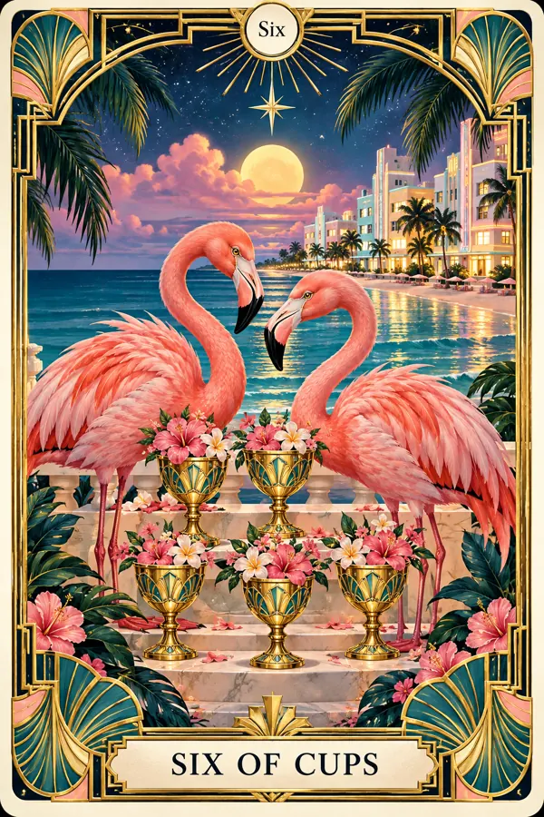 Six of Cups — Miami Art Deco Edition