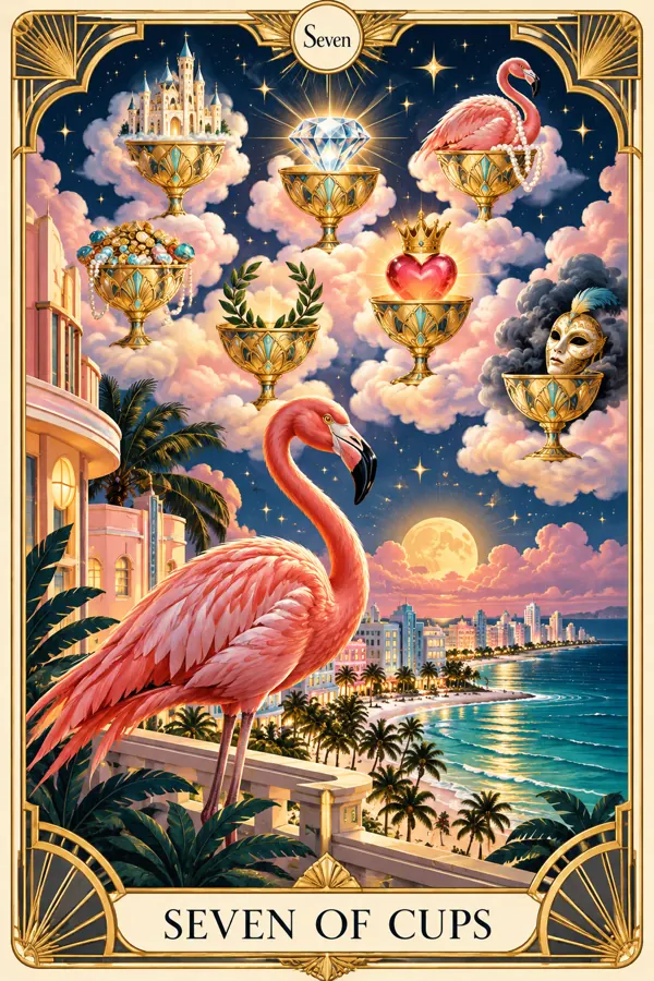 Seven of Cups — Miami Art Deco Edition
