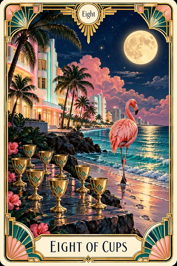Eight of Cups — Miami Art Deco Edition