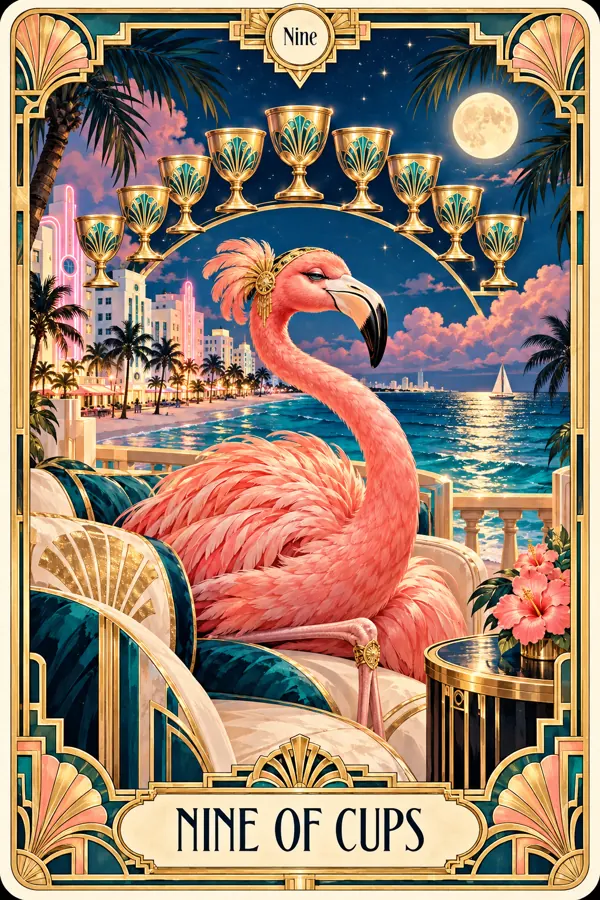 Nine of Cups — Miami Art Deco Edition