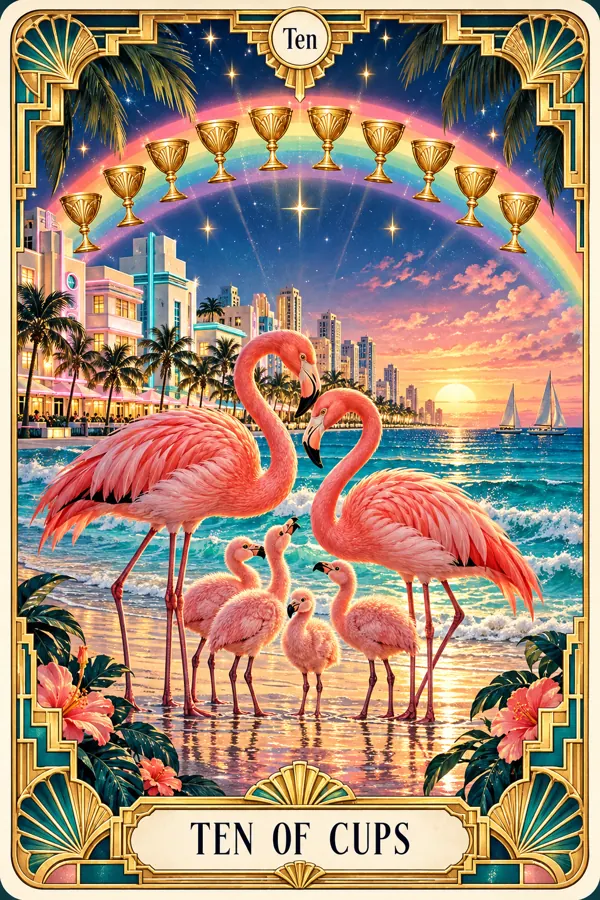 Ten of Cups — Miami Art Deco Edition