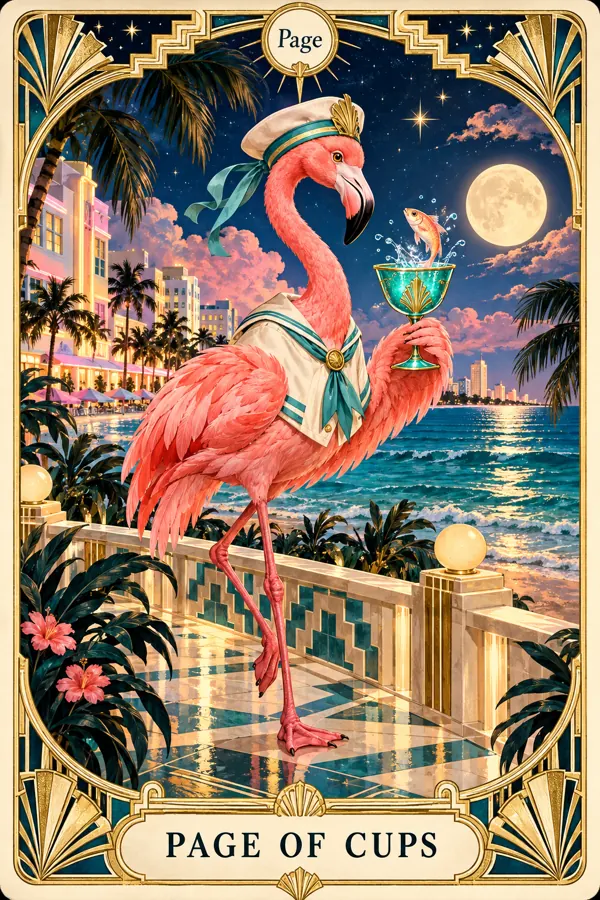 Page of Cups — Miami Art Deco Edition