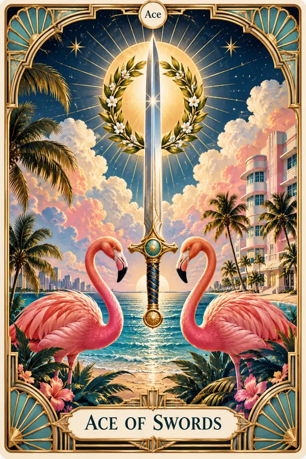 Ace of Swords — Miami Art Deco Edition