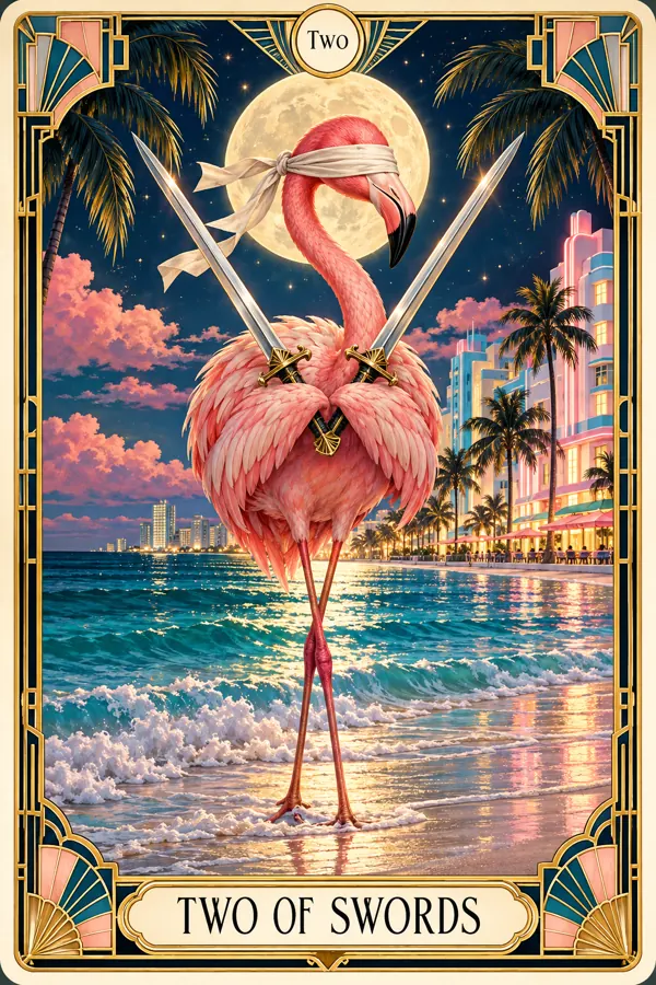 Two of Swords — Miami Art Deco Edition