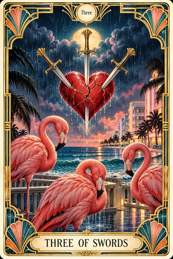 Three of Swords — Miami Art Deco Edition