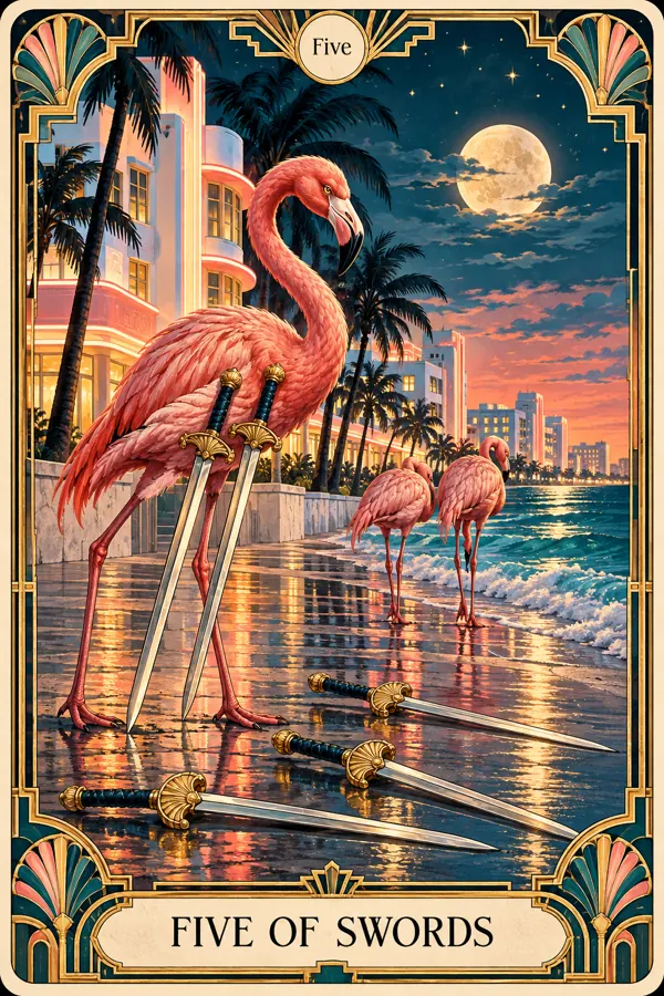Five of Swords — Miami Art Deco Edition