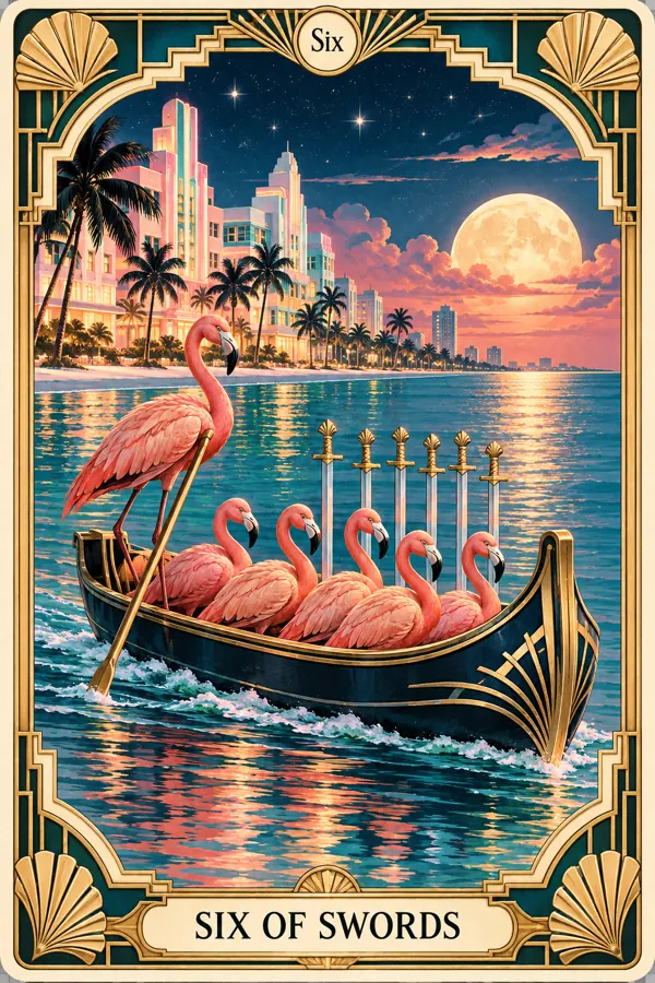 Six of Swords — Miami Art Deco Edition