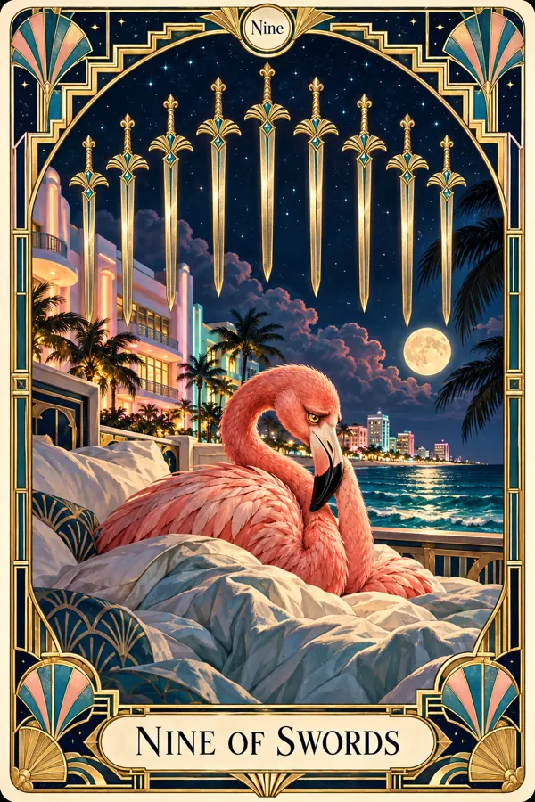 Nine of Swords — Miami Art Deco Edition