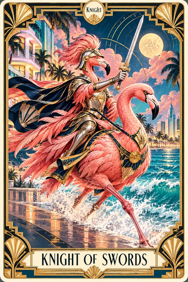 Knight of Swords — Miami Art Deco Edition