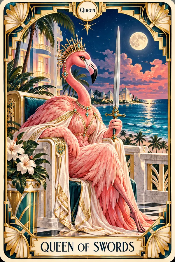 Queen of Swords — Miami Art Deco Edition