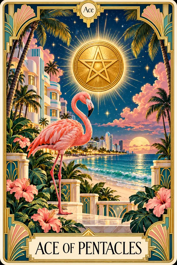 Ace of Pentacles — Miami Art Deco Edition
