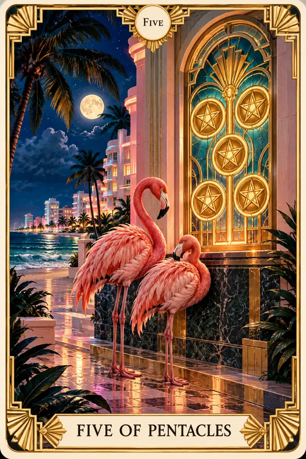Five of Pentacles — Miami Art Deco Edition