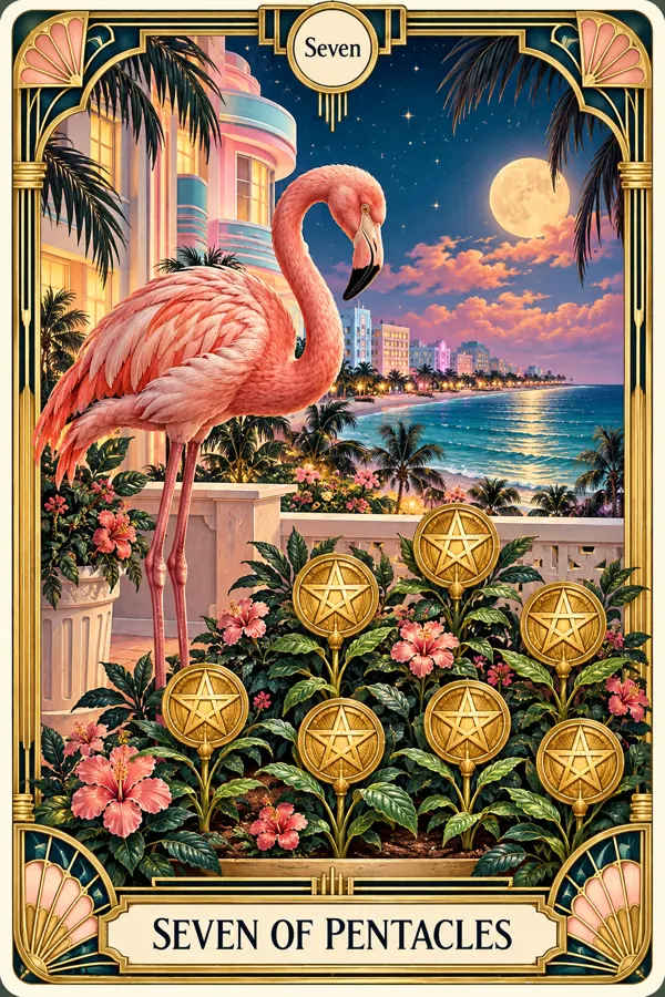 Seven of Pentacles — Miami Art Deco Edition