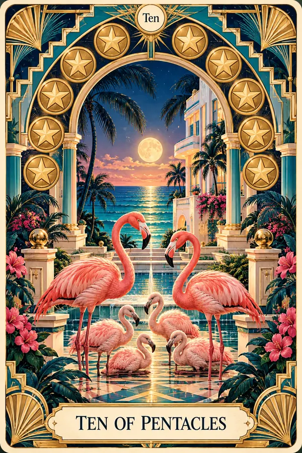 Ten of Pentacles — Miami Art Deco Edition