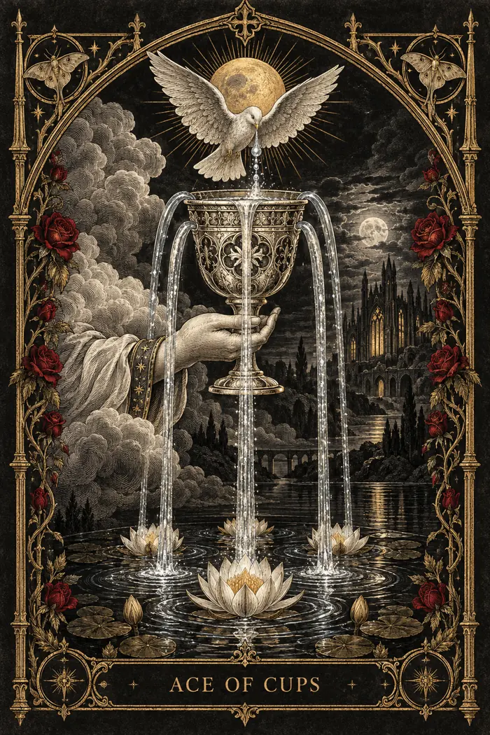 Ace of Cups — Gothic Engraving Edition