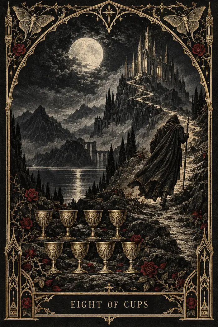 Eight of Cups — Gothic Engraving Edition