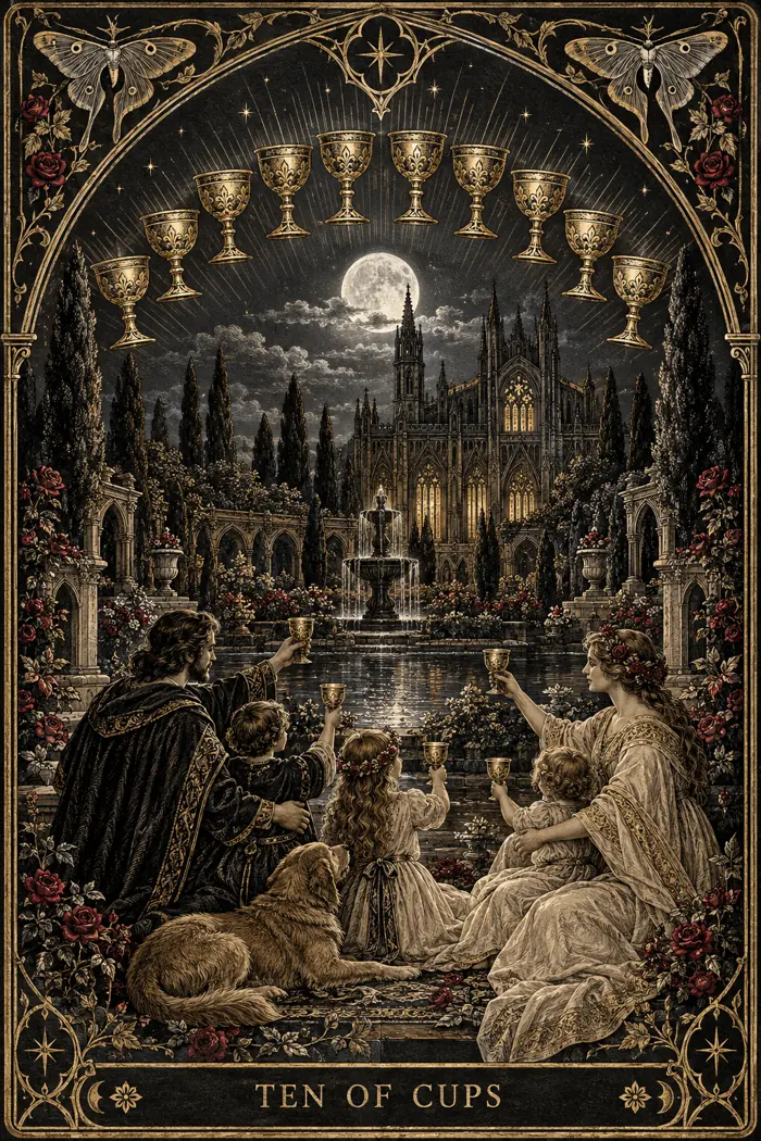 Ten of Cups — Gothic Engraving Edition
