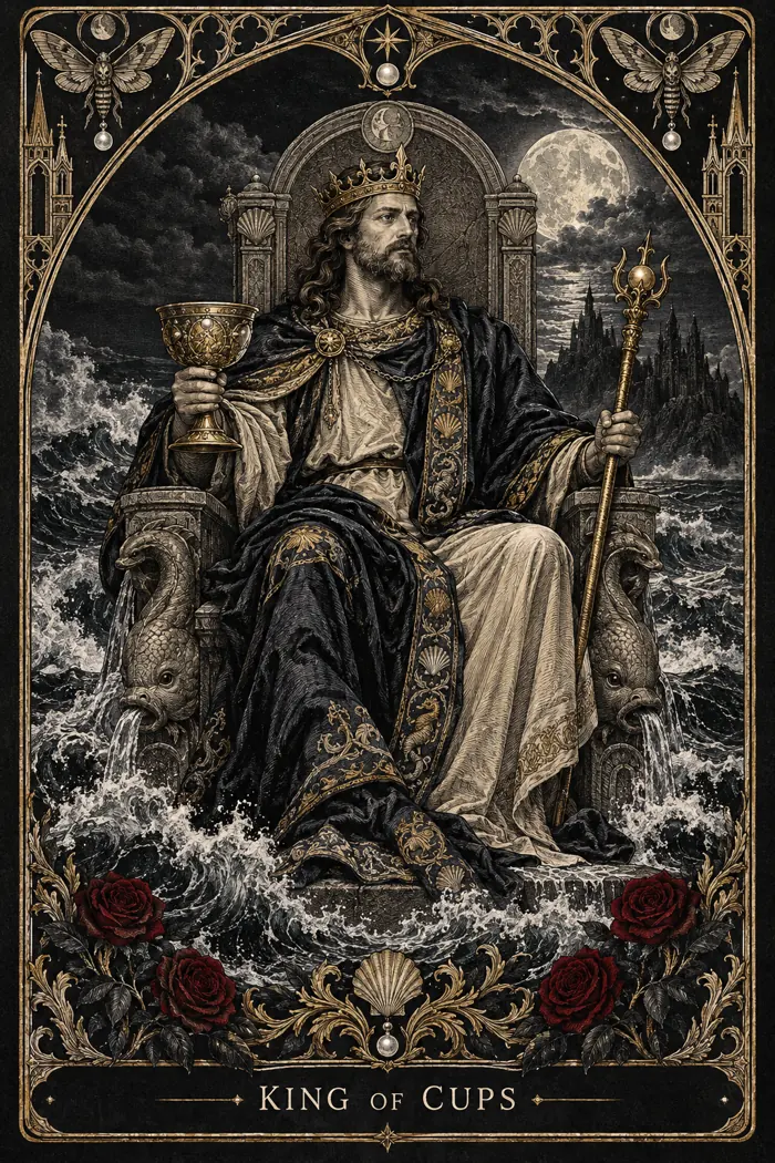 King of Cups — Gothic Engraving Edition