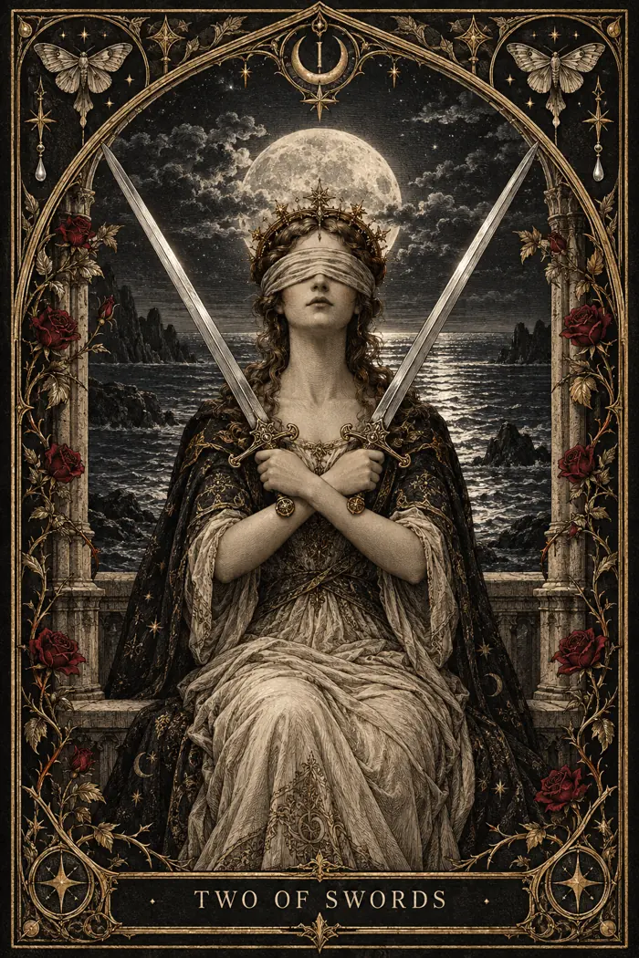 Two of Swords — Gothic Engraving Edition