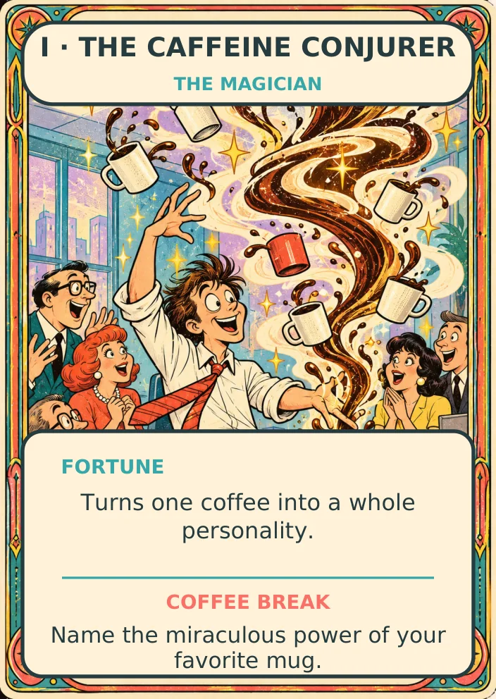 The Caffeine Conjurer — Office Tarot